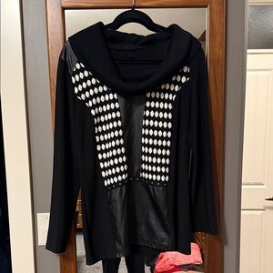 Frank Lyman Design Black and White Cowl Neck Sweater